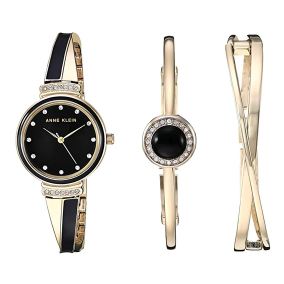 Anne Klein | Reloj Y Pulsera Mujer | Ak/3292bkst | Original Color de la correa Negro dorado Color del bisel Negro dorado Color del fondo Negro