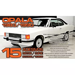 Kit Com 15 Adesivos Carroceria Gm Opala 4.1 Álcool 1983 1990