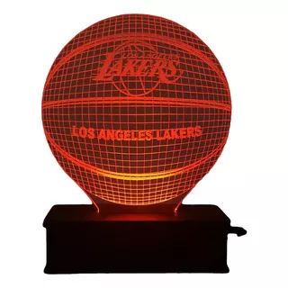 Luminária Led 3d, Los Angeles Lakers, 16 Cores, Basquete