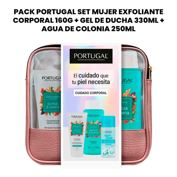 Set Mujer Exfoliante Corporal +gel De Ducha+agua De Colonia 