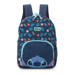Mochila De Costas Escolar Stitch Disney - Luxcel Cor Azul Estampada