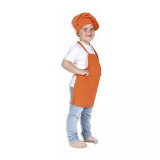 Combo Delantal + Gorro Tipo Hongo Niños Mini Chef Disfraz