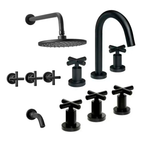 Grifería Peirano Black Velvet Ducha + Bidet + Lavatorio Color Negro