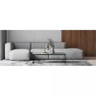 Sofá Modular Canto 3,00 Chaise Em Linho Modulado