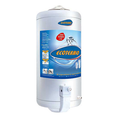 Termotanque A Gas Natural Ecotermo Conexión Superior 80lts Color Blanco LE 80 CS GN