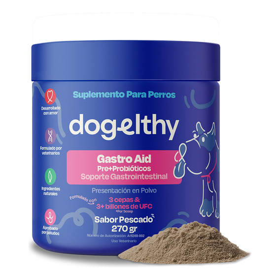 Dogelthy Gastro Aid Probioticos Para Perro En Polvo