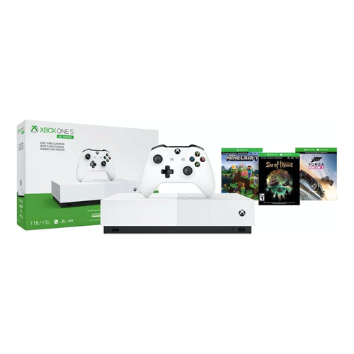 Microsoft Xbox One S 1TB All-Digital Edition: Minecraft/Sea of Thieves/Forza Horizon 3  color blanco