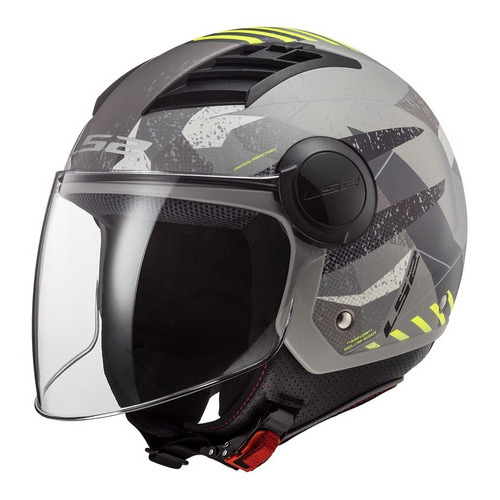 Casco Moto Abierto Ls2 562 Airflow Camo Gris Amarillo Color Gris/Amarillo Tamaño del casco XXL