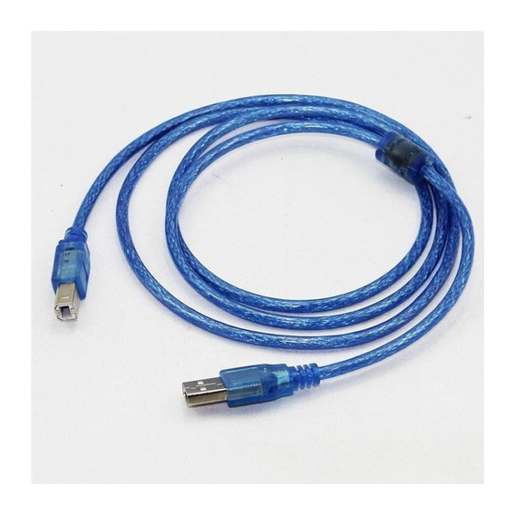 Cable Usb Impresora 2.0 Mallado 3 Mtrs Macho Hembra  Color Azul