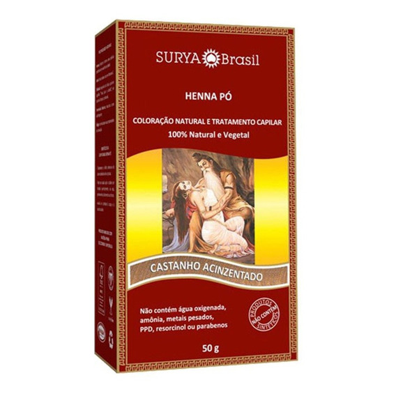 Henna En Polvo Castaño Ceniza Surya 50gr Tinta Reparadora