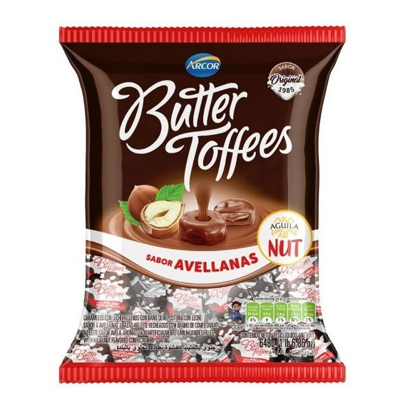 Butter Toffees Nut Caramelos Masticables rellenos Avellana aguila 648g