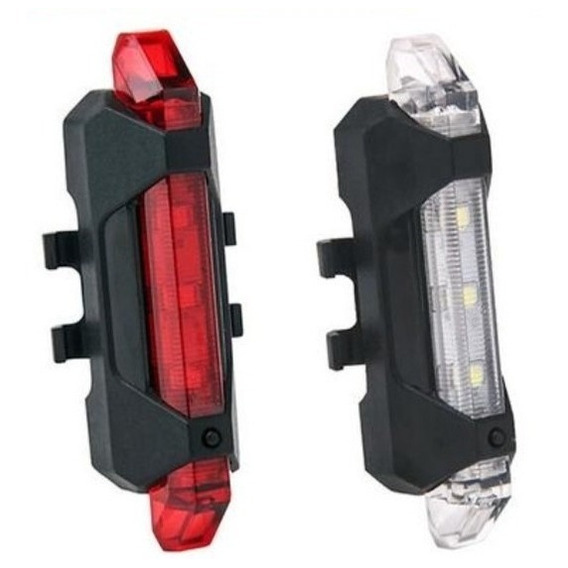 Luz Bici Auxiliar Inalambrica Usb X2 Blanco Y Rojo Combo