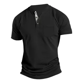 Camiseta Negra De Manga Corta Para Hombre, Playera Tipo Polo