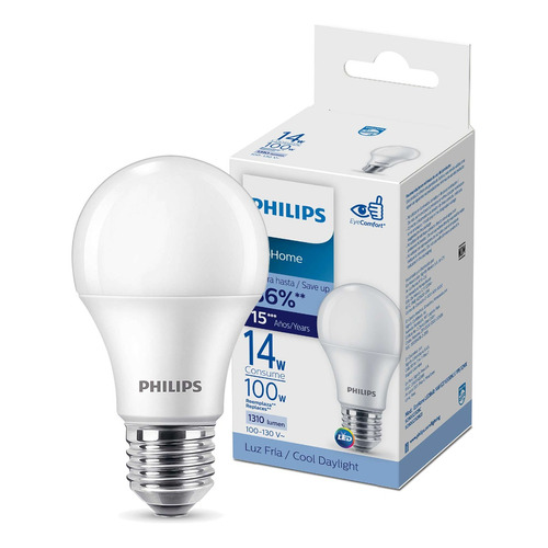 Foco Led Philips Ecohome Luz Fría A19 12w Color de la luz Blanco frío
