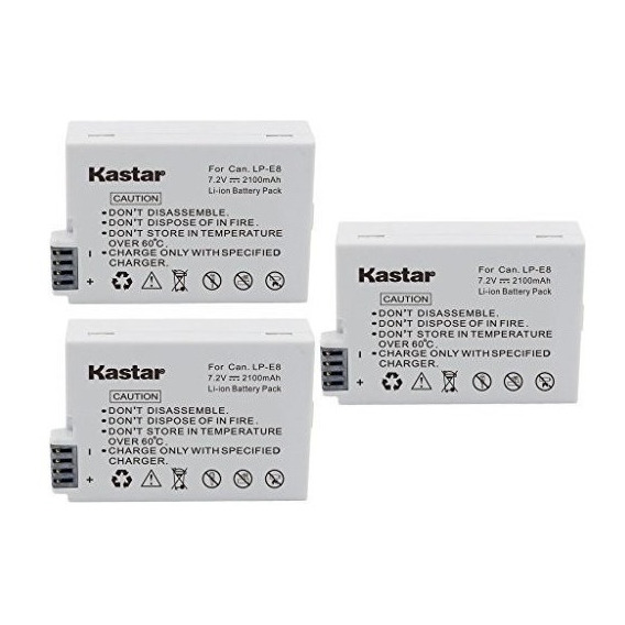 3-pack Baterías Kastar Lp-e8 Canon T2i T3i T4i T5i 