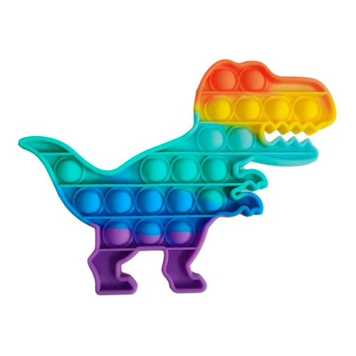 Pop It Dinosaurio Multicolor Arcoiris Juego Antiestrés Vaj