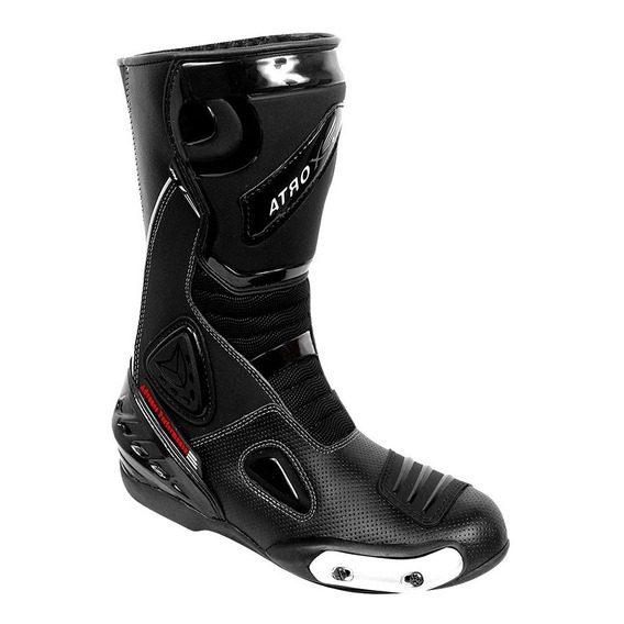 Bota Moto Hombre Atrox Racing 6004 Larga Negra