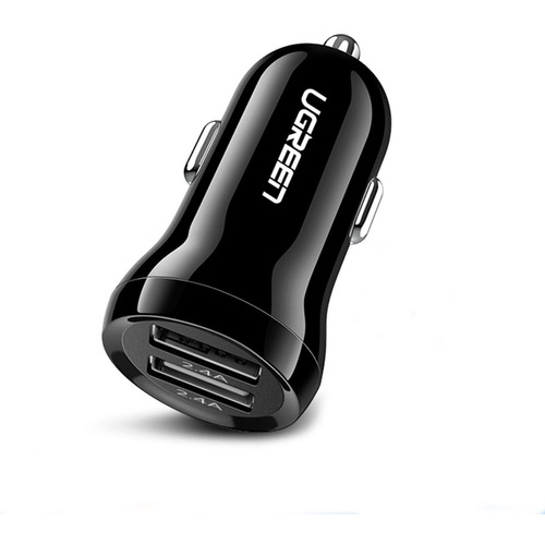 Cargador Celular Ugreen Dual Usb Auto Ultra Compacto 24 W Color Negro