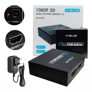 Splitter 1x2 Distribuidor De Sinal Hdmi 3d Duplicador Tv