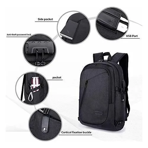 Mochila urbano DOXUNGO B046 cor preto design tecido oxford