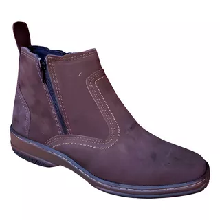 Botina Com Ziper Bota Conforto Couro Casual Social Country