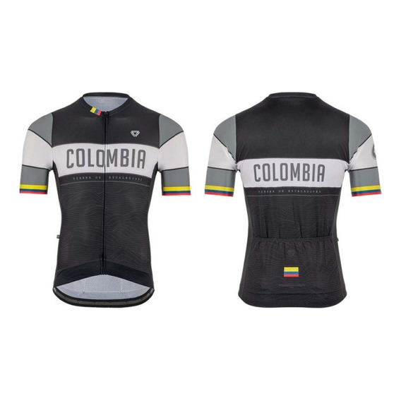 Jersey Ciclismo M/c Hombre Gw Colombia Negro Gris