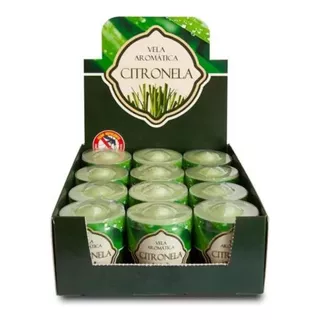 Vela Aromática Citronela 130g - Kit 12 Velas 72h Queima Cada