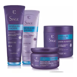  Kit Revela  Cachos Shampoo, Cond. Creme Pentear, Máscara