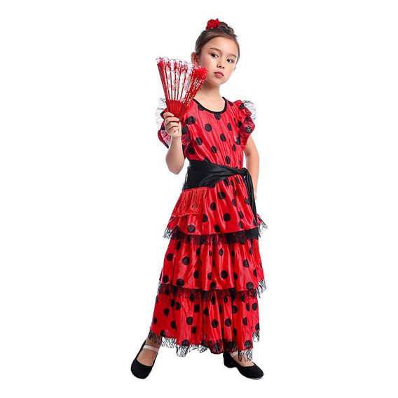 Disfraz De Bailarina De Flamenco Española Para Niñas Vestidos De Celebración Rol Carnaval Navideño De Halloween