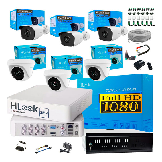 Kit Hikvision Hilook Dvr 8ch + 6 Cámaras 1080p + Accesorios