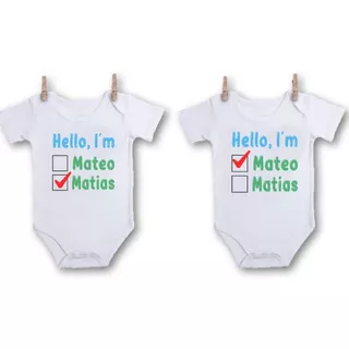 2 Pañaleros Gemelos Mi Nombre Es 0a24 Meses Personalizados