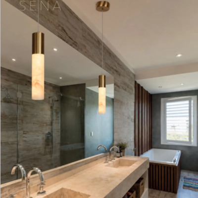 Colgante Decorativo Led 8w Calido 32cm Alabastro Bronce Bronce