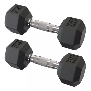 Par Halteres Dumbbell Sextavado Cromado Emborrachado 6kg D1