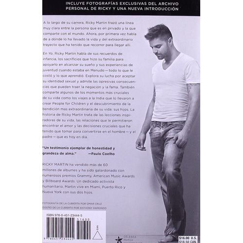 Yo, De Ricky Martin. Editorial Celebra, Tapa Blanda En Español