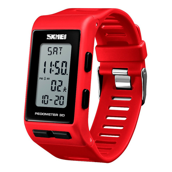 Reloj Unisex Skmei 1363 Sumergible Digital Alarma Cronometro Color de la malla Rojo Color del fondo Blanco