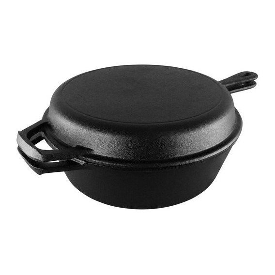 Dutch Oven Ø26cm 2 Sartenes Hierro Fundido + 2 Grip - Cukin Negro