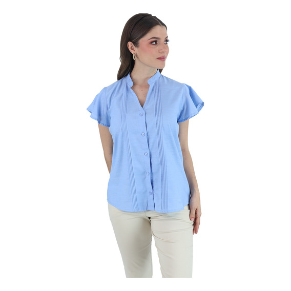 Blusa Con Textura De Lino Estilo Guayabera | Rams Cottons