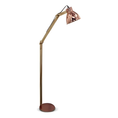 Lampara De Pie Serena Madera Y Cobre
