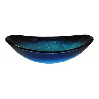 Bacha Baño Vidrio Oval  Color Azul 50 X 36.5 Apoyo 