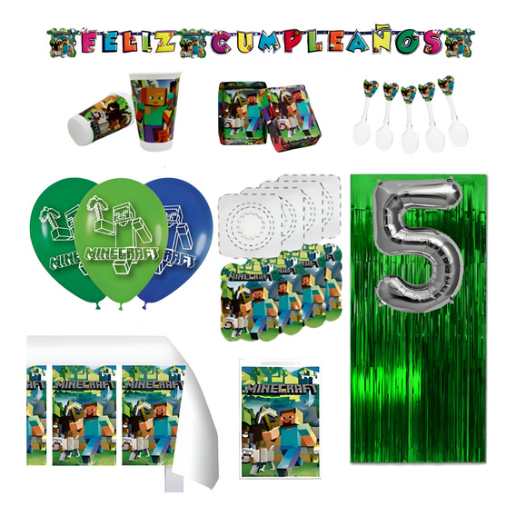 Kit Infantil Decoración Fiesta - Minecraft X20 Invitados