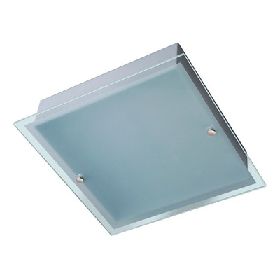 Plafon 2 Luces 30x30 Vidrio Borde Transparente Apto Led