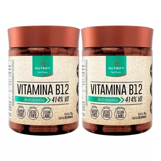 2x Vitamina B12 Nutrify 60 Cáps Metilcobalamina 414% Vd Sabor Sem Sabor