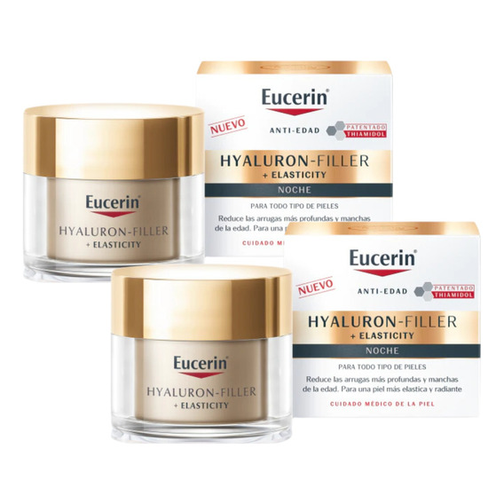 Combo X2 Eucerin Crema Noche Hyaluron Filler+elasticity 50ml