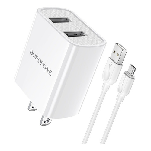 Cargador Dual + Cable Micro/tipoc/lt Compatible Para iPhone Color Blanco Micro Usb