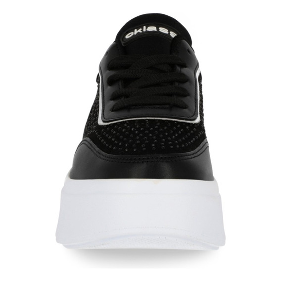 Tenis Sneakers Dama Plataforma 5.5cm Negro Brillos 562-12