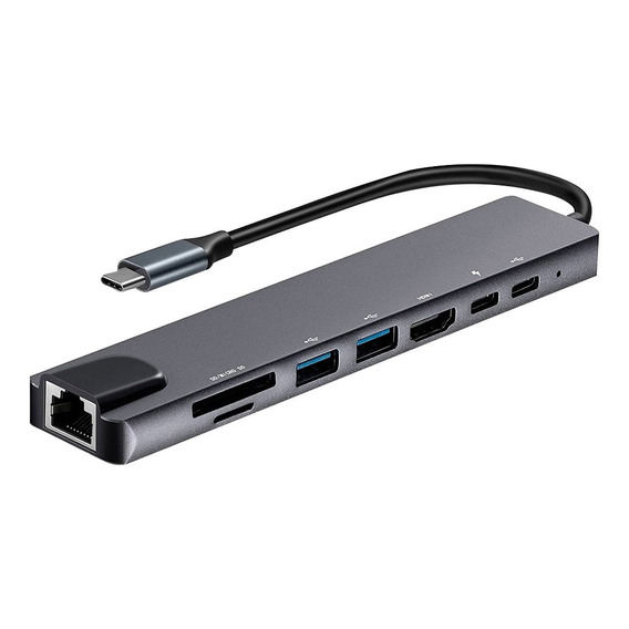 Adaptador Usb C Hub Para Mac Y Pc 8 En 1 Hdmi Usb 3.0 Variantes: unico