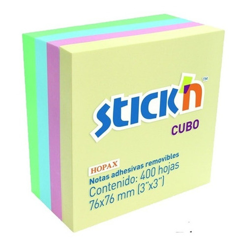 Notas Autoadhesivas Pastel Stick'n Cubo 76x76 X 2 Unidades