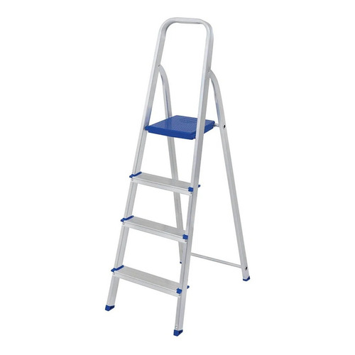 Escalera de aluminio tijera Mor 5102 plateado/azul