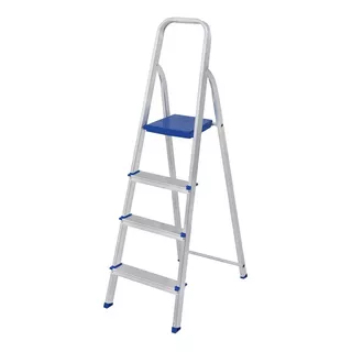 Escalera De Aluminio Tijera Mor 5102 Plateado/azul