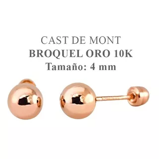 Broquel Dormilona 4mm Bola Aretes Para Bebé Oro Rosa 10k